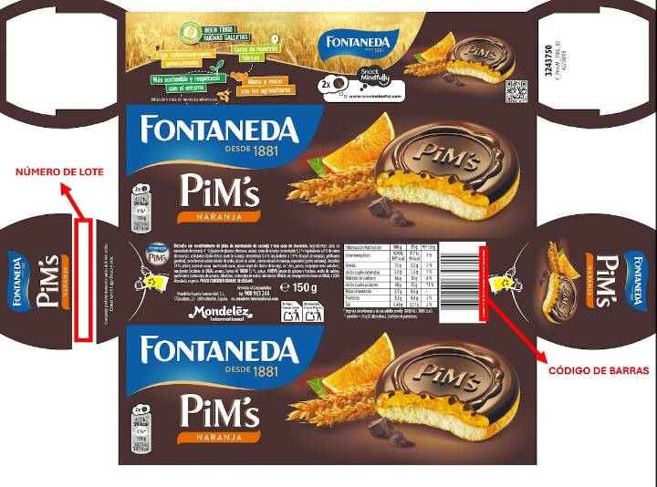 Alerta por la posible presencia de partículas metálicas en las galletas Pim’s Naranja de Fontaneda