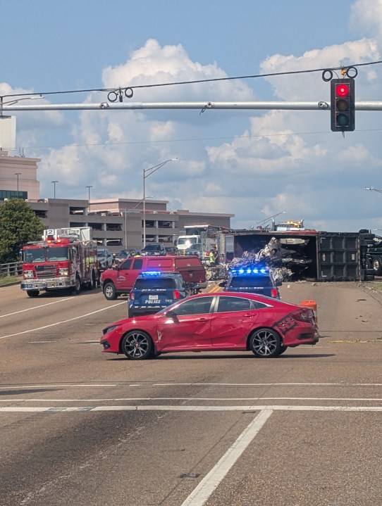 Vehicle overturned at I-40 and Danny Thomas