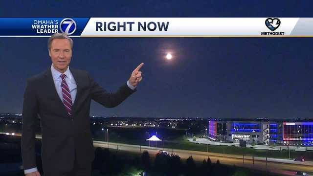 Nearly full moon over Omaha tonight