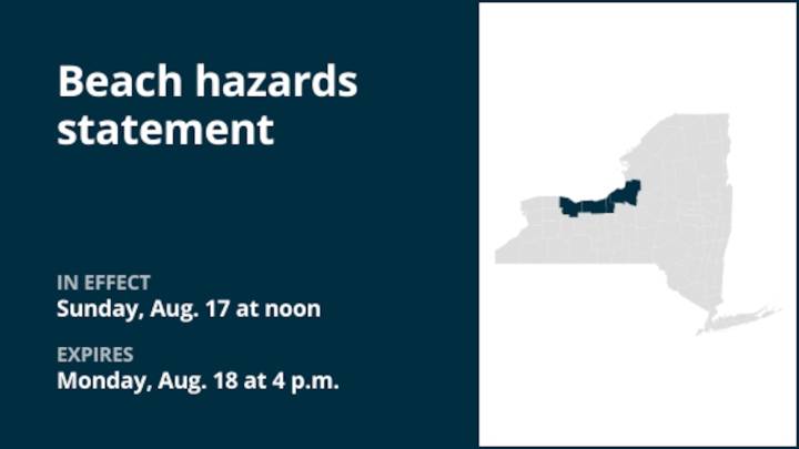 Beach hazards statement for Cayuga and Oswego counties until early Monday evening