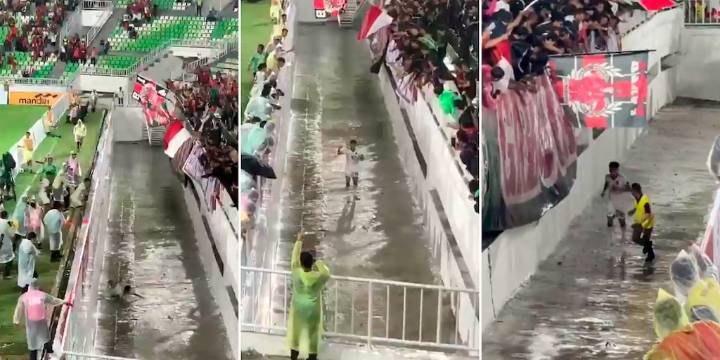 Insólito: un jugador marcó un gol, quiso festejar con los hinchas y se cayó en un pozo de dos metros de profundidad