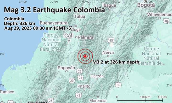 Colombia se estremece: más de 10 sismos sacuden el país este 29 de agosto