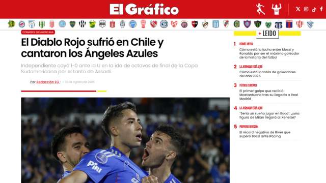 "Cantaron los Angeles Azules": La reacción de la prensa argentina tras el golpe de la U a Independiente