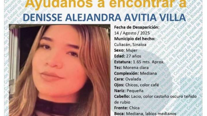 Buscan a Denisse Alejandra, desaparecida en Culiacán
