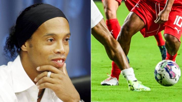 Jugador sudamericano hace la elástica de Ronaldinho dentro del área para anotar el séptimo gol de su equipo en un mismo partido