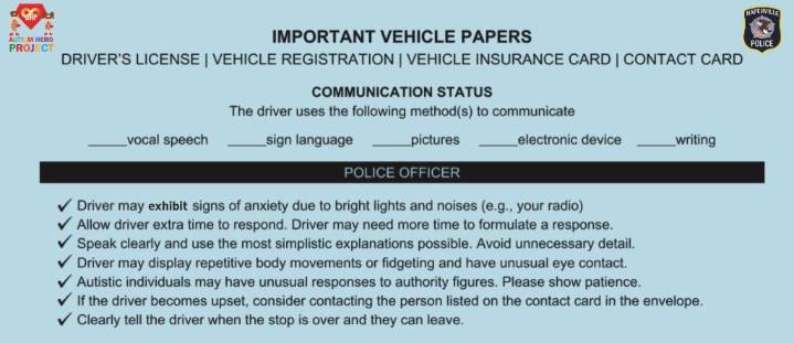 Blue Envelope helps Naperville police interact with autistic people