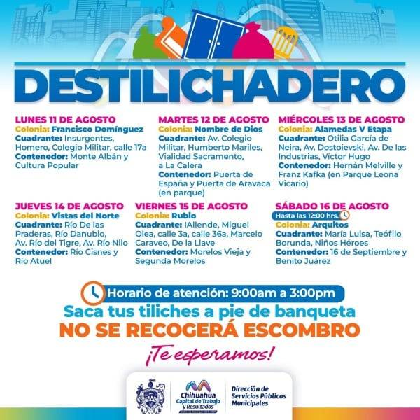 Llevarán Destilichadero a seis colonias  la próxima semana