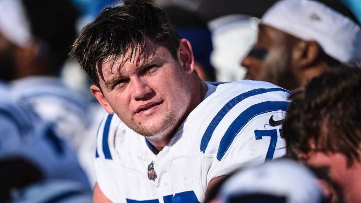 Colts offensive lineman Freeland carted off with leg injury