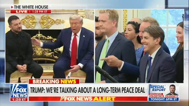 MAGA Host Who Attacked Zelensky’s T-Shirt Apologizes at Oval Office Presser