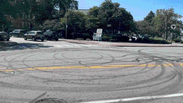 Newton, MA street racing, donuts — aftermath photo – NBC Boston