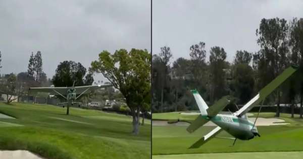 Impactante video: una avioneta aterriza de emergencia en pleno campo de golf en Australia