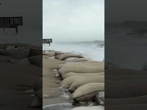 WATCH: Woman Sitting on Porch while Hurricane Erin Pounds Outer Banks Shoreline #shorts