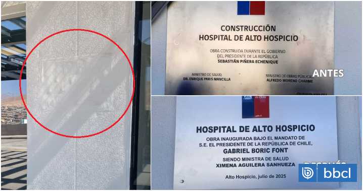 Verifican que actual administración retiró placa de Piñera y la reemplazó por una de Boric en hospital