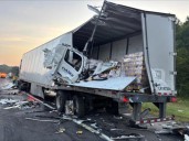 Two tractor-trailers crash on Thruway