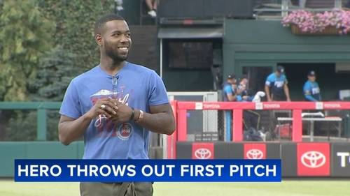 Hero of Northeast Philadelphia jet crash throws first pitch at Phillies game