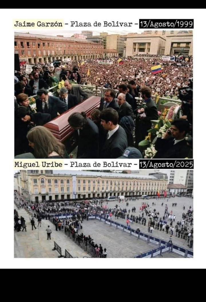 Comparación histórica en la Plaza de Bolívar: Jaime Garzón 1999 vs Miguel Uribe 2025