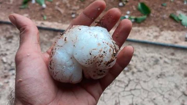 Fuertes tormentas de granizo y viento azotan el Campo de Cariñena y obligan a detener vehículos en Paniza
