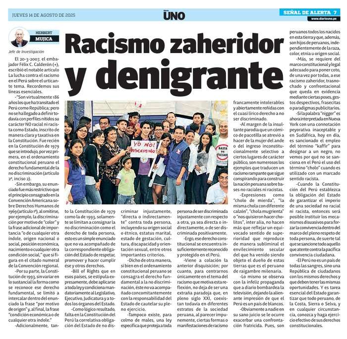Racismo zaheridor y denigrante