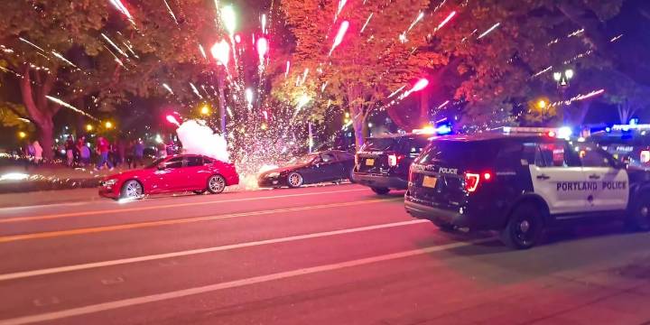 Police: Fireworks thrown at officers during street takeover in N Portland