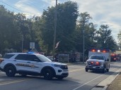 First responders block traffic due to fire in Gibson County