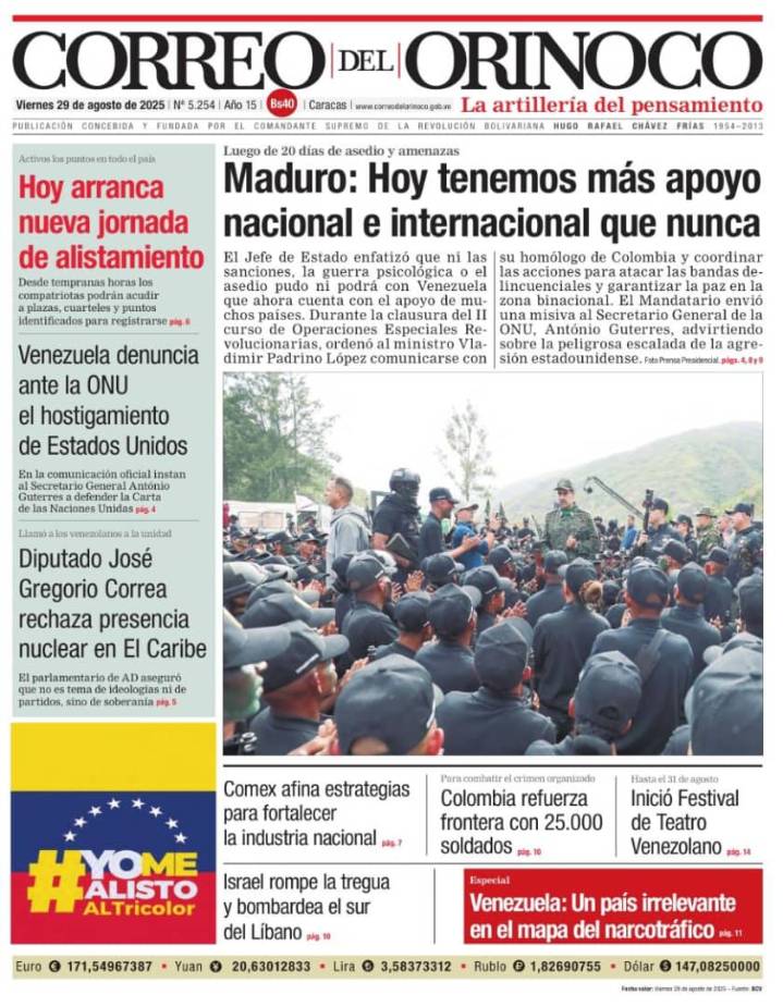 Edición Impresa Correo del Orinoco N° 5.254