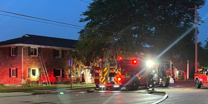 Fire at an apartment complex leaves three residents displaced and one firefighter in the hospital