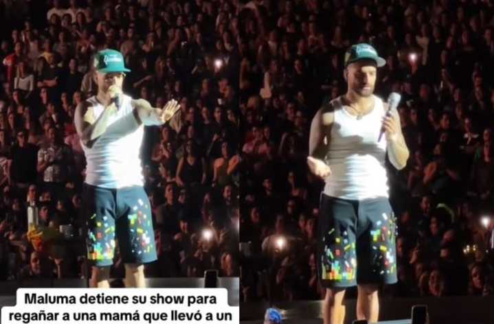 Maluma regaña a fan en pleno concierto por llevar a un bebé a su show
