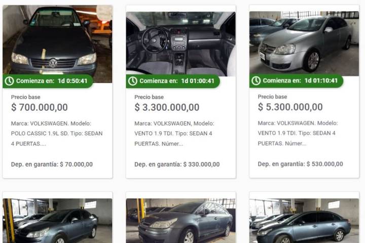 Oportunidad. Cómo comprar autos y camionetas desde $700.000 a través de una subasta