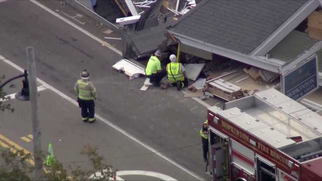 Building collapses onto Route 135, partially closing busy thoroughfare
