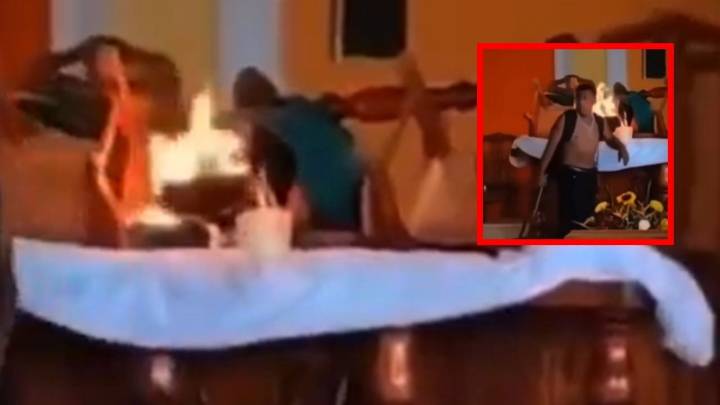 "El diablo me ordenó prenderle fuego": sujeto quema altar en San Andrés Tuxtla en Veracruz