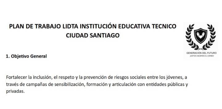 Institución Educativa Técnico Ciudad Santiago Lanza Plan para Fortalecer la Juventud