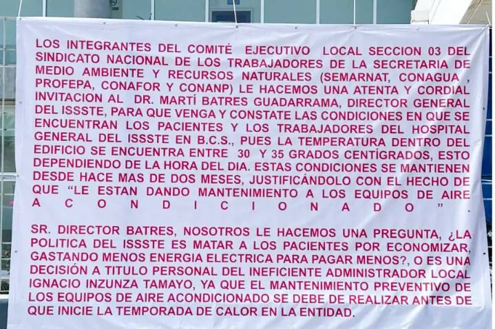 Calor extremo y fallas en el ISSSTE de La Paz ponen en riesgo a pacientes y personal