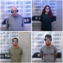 Detienen municipales a tres hombres y una mujer con droga y un arma al norte