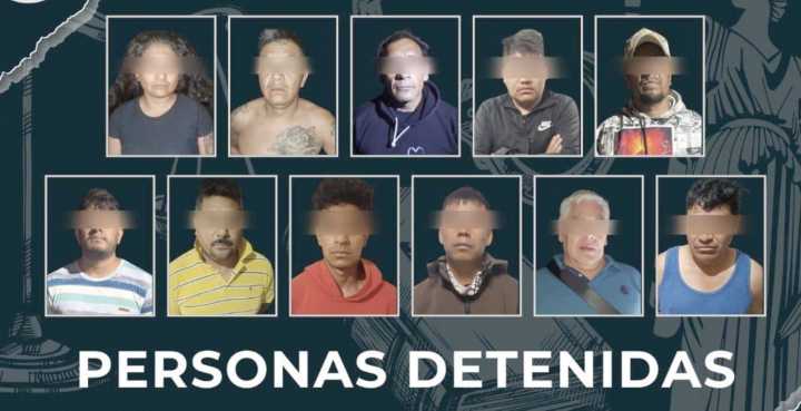 Detiene FGE a once personas y asegura 14 armas de fuego