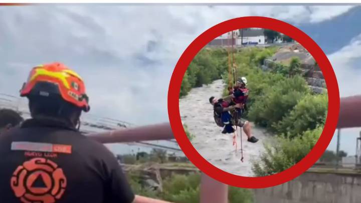 Salvan a hombre de morir ahogado en arroyo Topo Chico; así fue el rescate