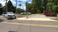 Responders arrive at scene of rollover crash in Youngstown