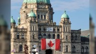 ‘Free Palestine’ banner hung on B.C. legislature sets off probe of ‘security breach’