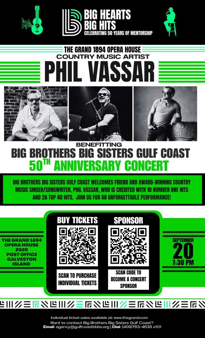 Big Brothers Big Sisters Gulf Coast Celebrates 50 Years with Benefit Concert at the historic 1894 Grand Opera House