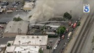 Junk yard burns in Panorama City