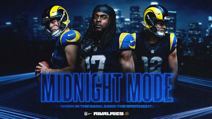 Los Angeles Rams unveil new "Midnight Mode" uniform as part of NFL & Nike's rivalries program, connecting athletes & fans like never before
