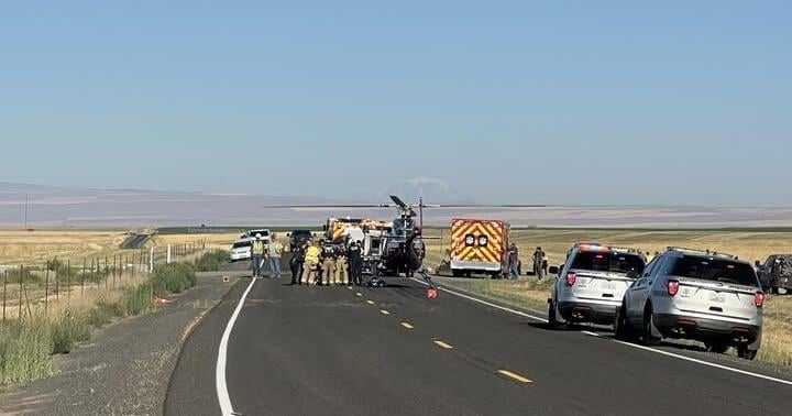 Two injuries reported after a farm truck and a sedan crash north of Plymouth