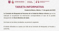 Nunca hubo desaparición de Rocío Mendoza de Ayala: Comisión de Búsqueda