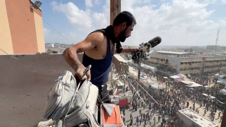 Five journalists among 20 killed in Israeli strikes on hospital, Gaza health ministry says