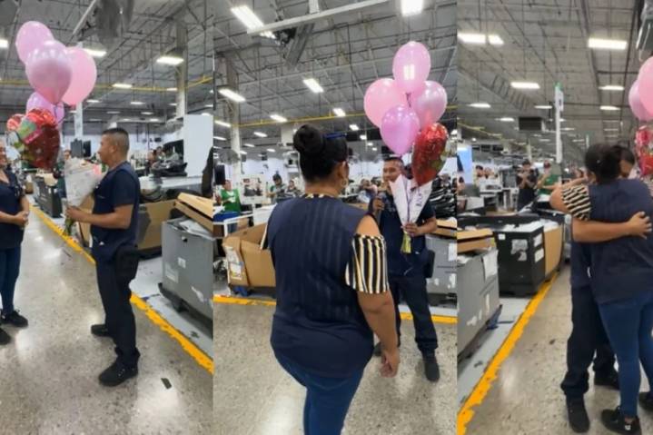 Amor de maquila: le propone matrimonio a su pareja en jornada laboral