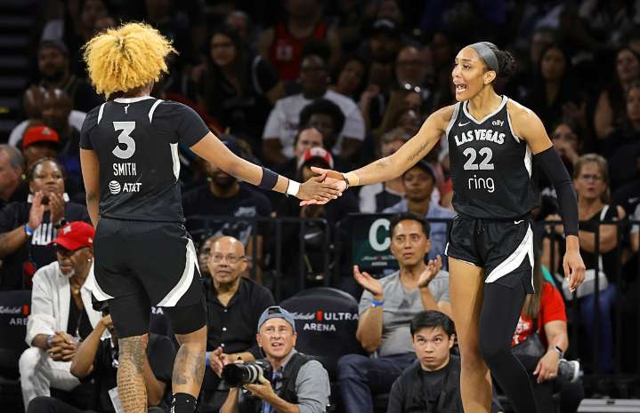 Wilson's 32 points, 12 rebounds help Aces beat Dream 74