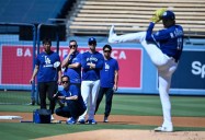 Dodgers’ Roki Sasaki faces hitters in simulated game