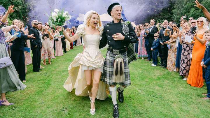 ‘Derry Girls’ Star Saoirse-Monica Jackson Honoured Her Husband’s Celtic Roots With Her Reversible Tartan Wedding Dress