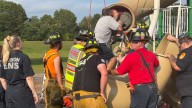 Crews rescue Connecticut man after getting stuck in playground slide