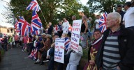 Warning over 'agitators' after rival protests clash outside Altrincham asylum seeker hotel