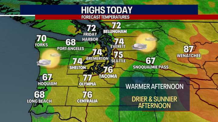 Dry and comfortable Seattle weather rolling in